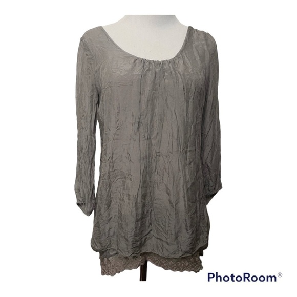 Prontomota Giusy Tops - PRONTOMOTA Giusy silk blouse with lace detail size XS Made in Italy
